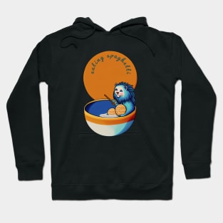 funny cat eating spaghetti by kaziknows Hoodie